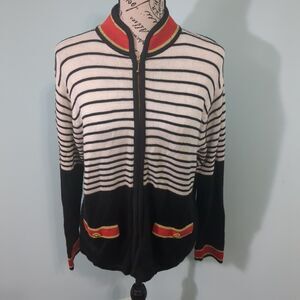Vintage Fia Italia Womens Hand Loomed Sweater old money cardigan zip large